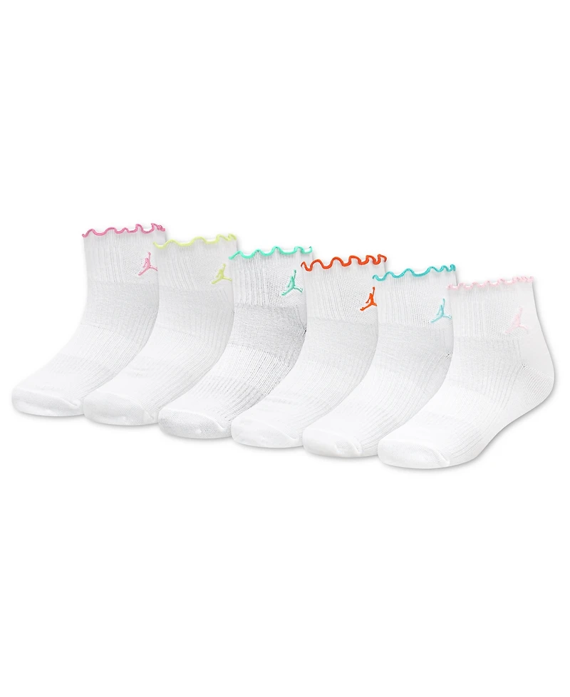 Jordan Girls' 9-11 Lettuce Edge Ankle Socks, 6-Pack