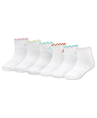 Jordan Girls' 9-11 Lettuce Edge Ankle Socks, 6-Pack