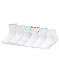 Jordan Girls' 9-11 Lettuce Edge Ankle Socks, 6-Pack