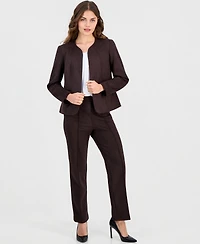Anne Klein Essentials Petite Scuba Suede Open-Front Jacket