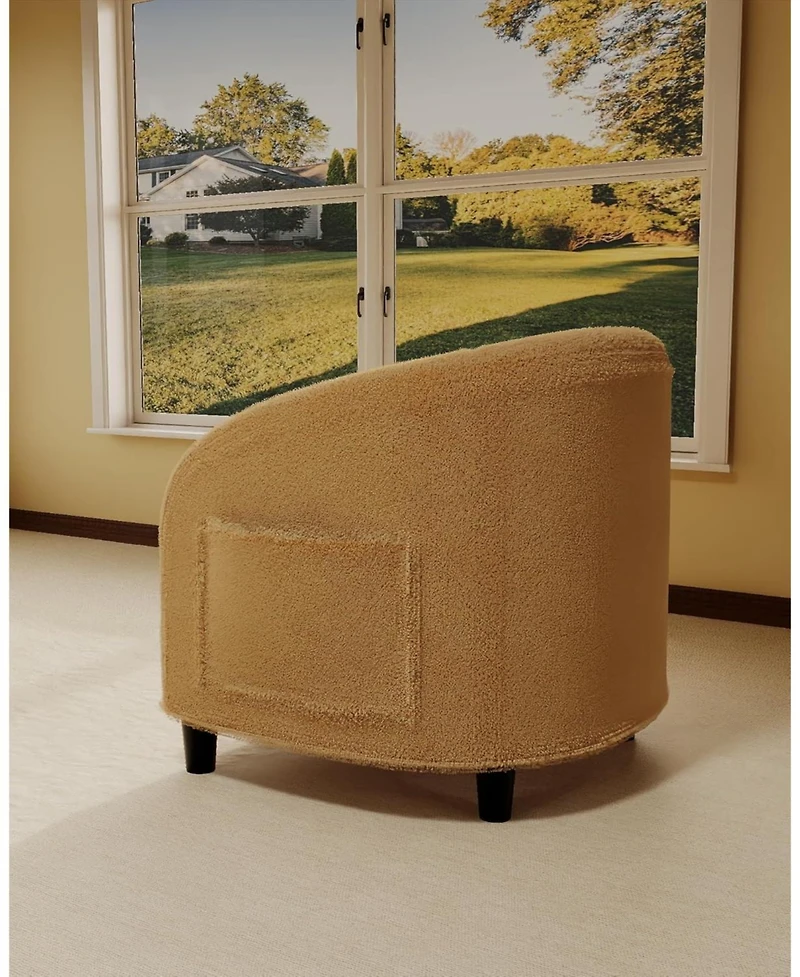 gaomon Accent Barrel Chair Boucle Club Chair Furry Sherpa Armchair Suitable for Living Room Bedroom Reception Room Office