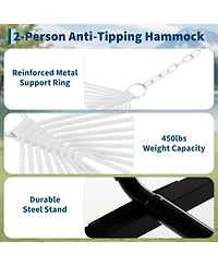 gaomon 2 Person Outdoor Hammock with Stand, Heavy Duty Portable Double Hammock with Balance Rope, Max 450 Lbs Capacity for Patio, Backyard