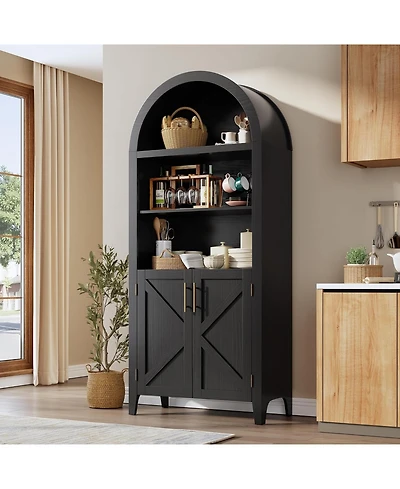 gaomon 5-Tier Open Display Shelf with Nice Texture, Farmhouse Storage Cabinet for Kitchen