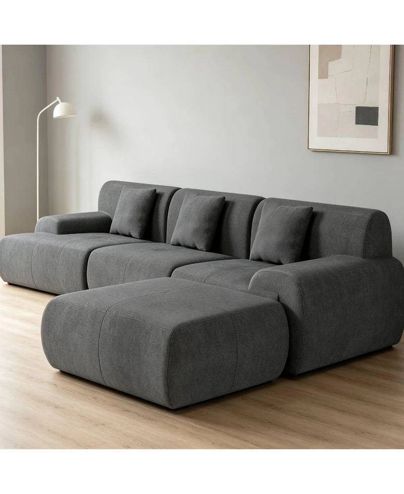 gaomon Corduroy L Shaped Fabric Sectional Sofa Set with Chaise for Living Room Apartment
