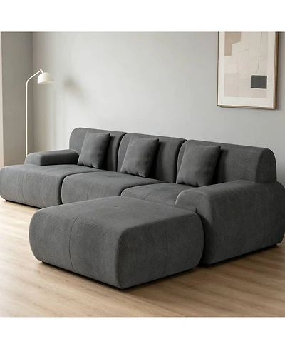 gaomon Corduroy L Shaped Fabric Sectional Sofa Set with Chaise for Living Room Apartment