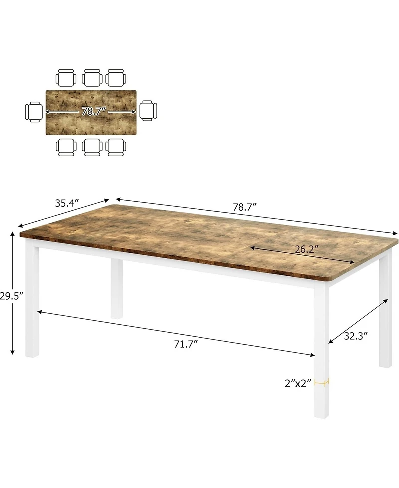 gaomon Industrial Dining Table for 4-6, Large Rectangular Kitchen with Rounded Corners