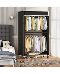 gaomon Heavy Duty Carbon Steel Portable Closet Wardrobe - Clothes Rack with Cover