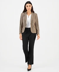 Anne Klein Women's Petite Plaid Notched-Collar Blazer