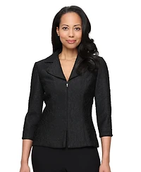 Alex Evenings Women's Textured Jacquard Zip Jacket