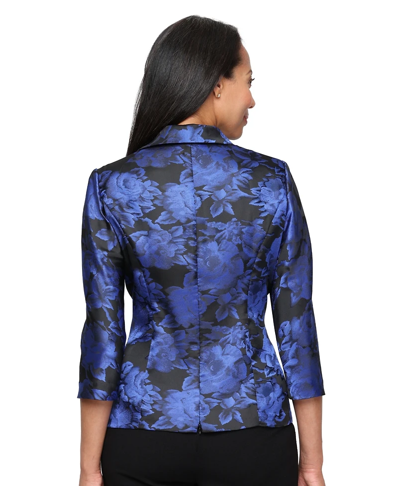 Alex Evenings Women's Printed Jacquard Surplice Blouse