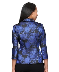 Alex Evenings Women's Printed Jacquard Surplice Blouse