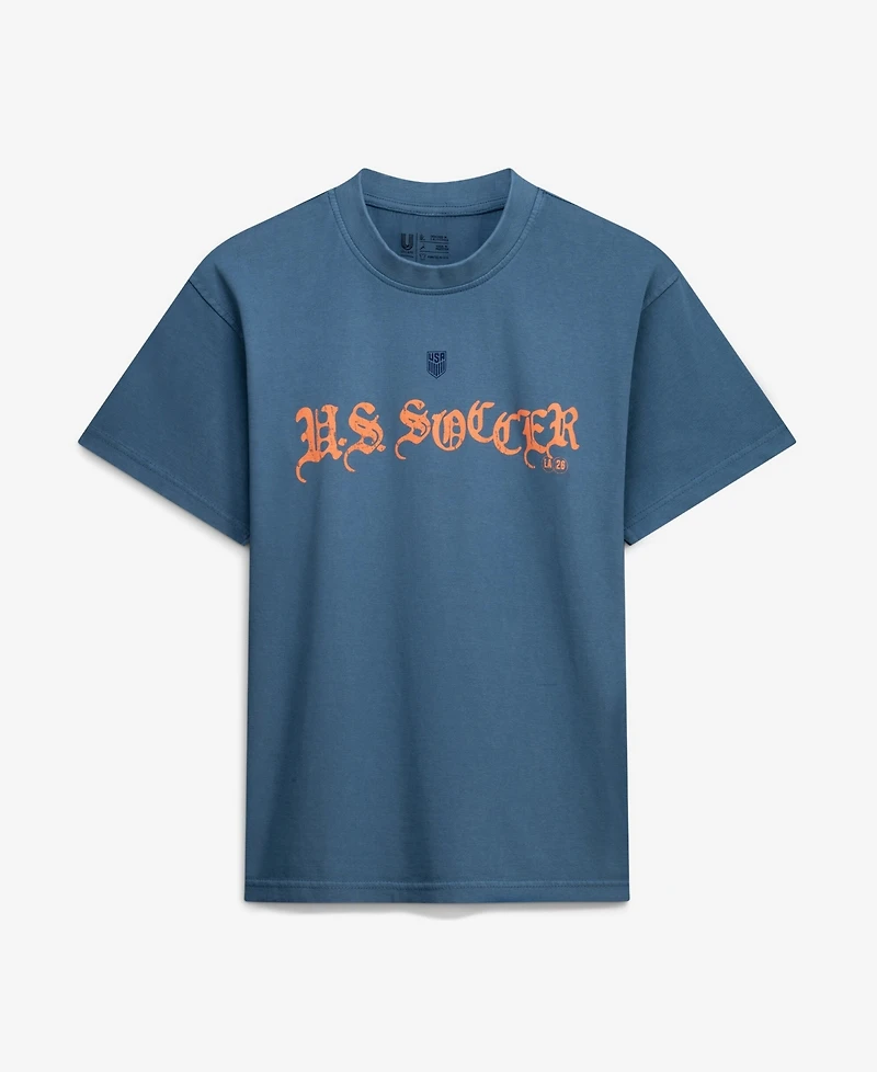 Uscape Apparel Men's and Women's Blue Host City U.s. Soccer x Los Angeles 2026 Graffiti Vintage T-Shirt