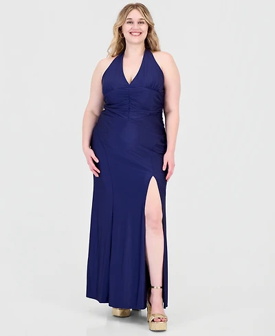Emerald Sundae Plus Halter Bodycon Maxi Dress