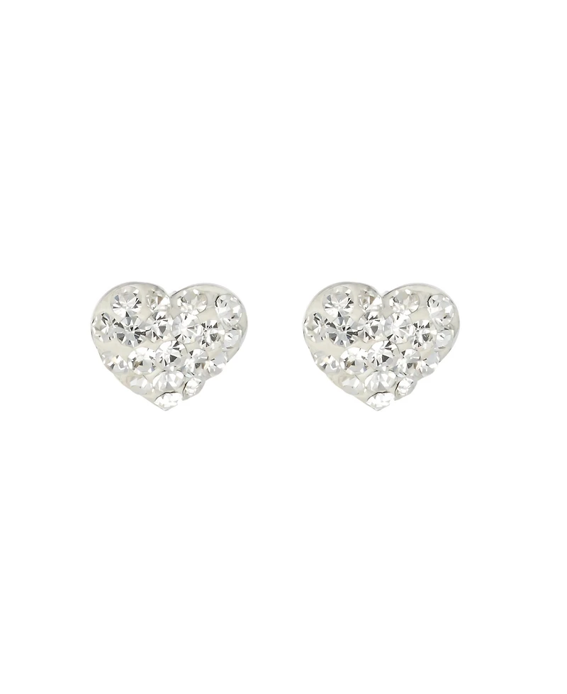 Macy's 8mm Crystal Pave Heart Stud Earrings