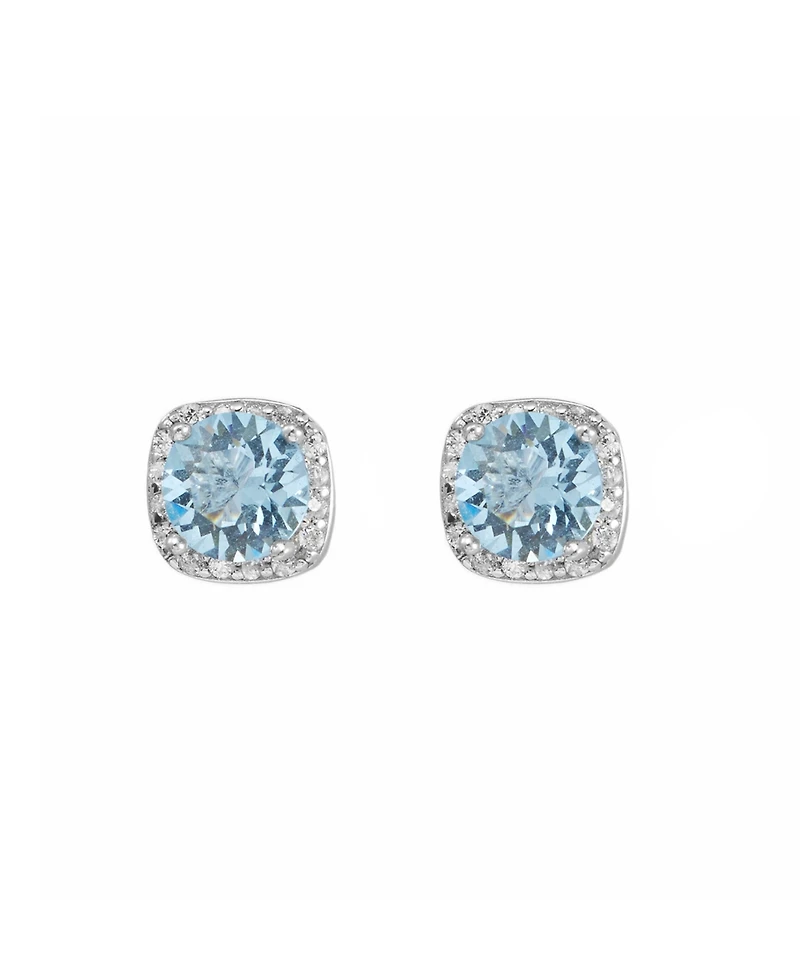 Macy's 6mm Round Crystal with Cubic Zirconia Halo Stud Earrings