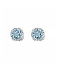 Macy's 6mm Round Crystal with Cubic Zirconia Halo Stud Earrings