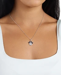 Macy's Simulated Black Chalcadony Paw Pring with Quote 18" Pendant Necklace
