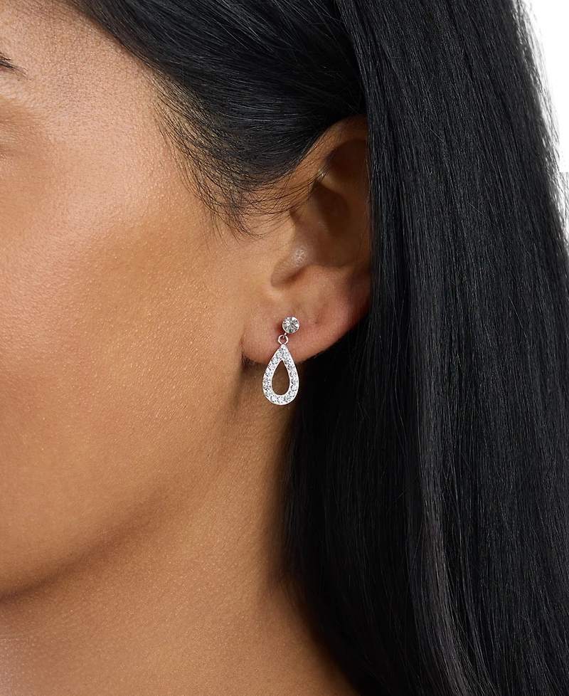 Macy's Crystal Pave Open Teardrop Earrings