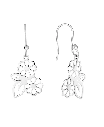 Macy's Laser Cut Double Flower Drop Earrings