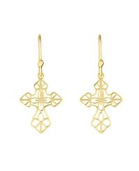 Macy's 14k Gold Over Laser Cut Cross Drop Earrings
