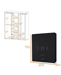 Fm Furniture Boyden Wardrobe, All-in-One 2-Door Armoire with Central Storage