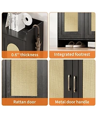 gaomon 4-Door Shoe Cabinet with Arc Edge, Particleboard Storage