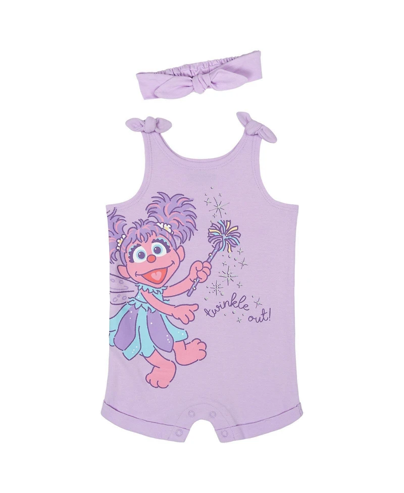 Sesame Street Baby Girls ( 0TO 3 to 24 M ) Sleeveless Romper and Headband Set