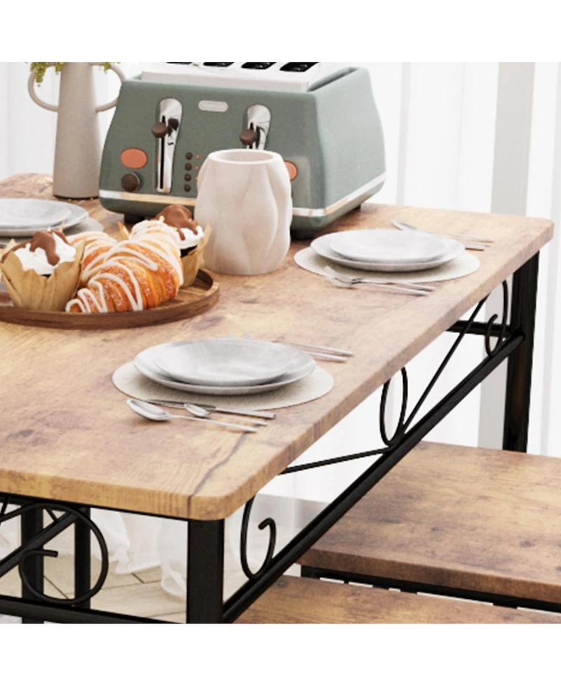 homfan Modern Dining Table Set for 4, Rectangular Kitchen Table and Chairs, Metal Frame Dining Set for Breakfast Nook, Dining Room, or Living Room