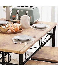 homfan Modern Dining Table Set for 4, Rectangular Kitchen Table and Chairs, Metal Frame Dining Set for Breakfast Nook, Dining Room, or Living Room