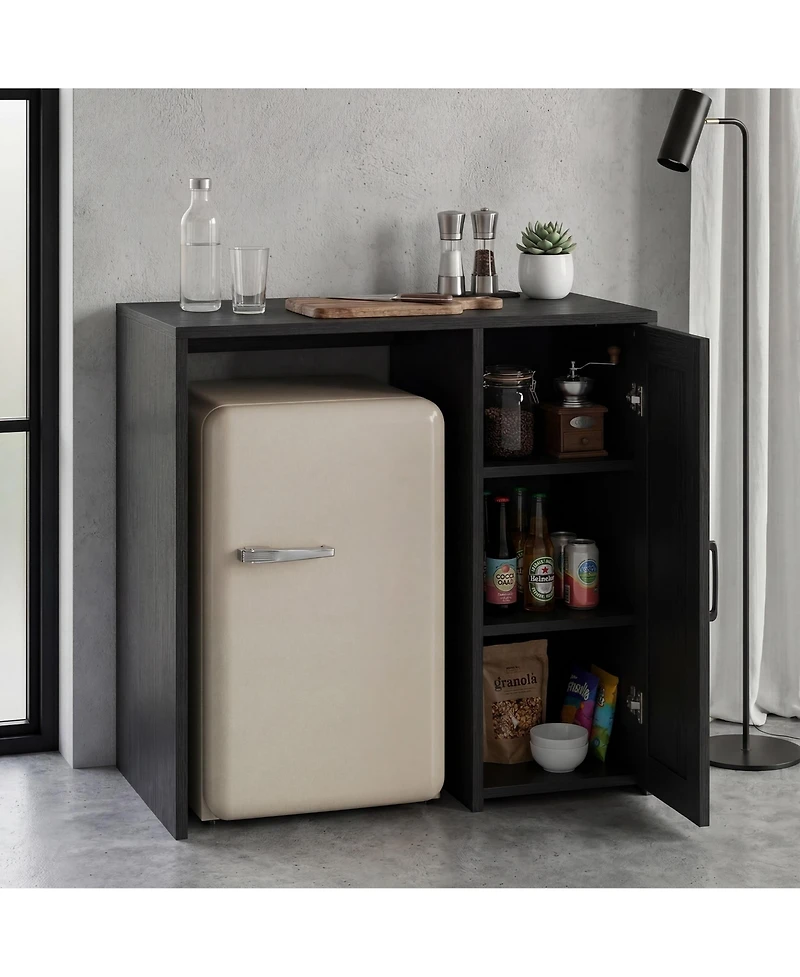 gaomon 37.4 Mini Fridge Cabinet Barn Door Outlet Space Saving Shelf Organizer
