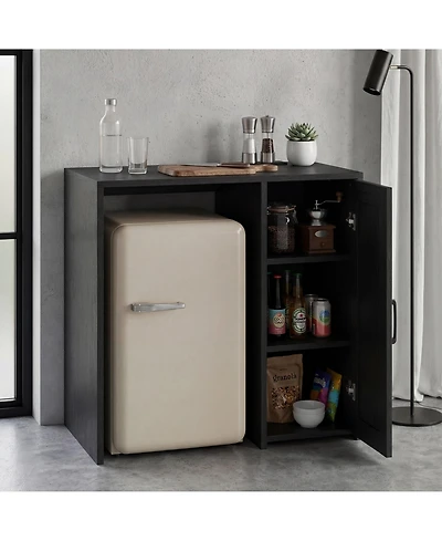 gaomon 37.4 Mini Fridge Cabinet Barn Door Outlet Space Saving Shelf Organizer