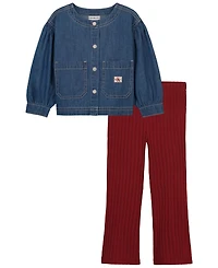 Calvin Klein Baby Girls' Denim Long-Sleeve Top and Pants, 2-Piece Set