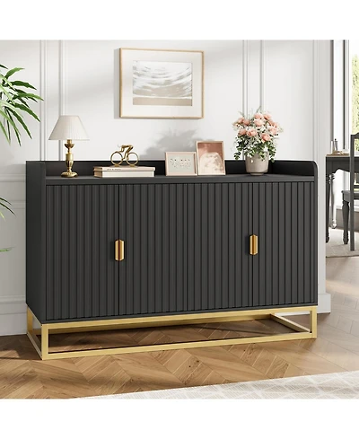 gaomon 47.2 Inch Fluted Sideboard with Storage Cabinet, Modern Kitchen Sideboard with Adjustable Shelves