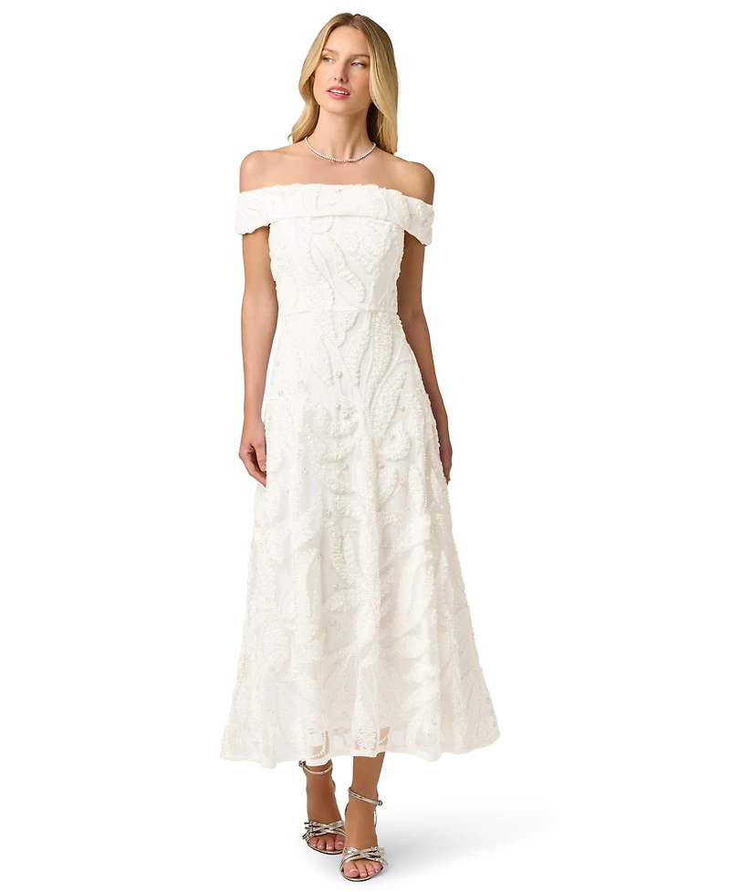 Adrianna Papell Women's Off-the-Shoulder Midi Dress