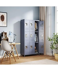Streamdale Furniture 9-Door 72"H Metal Storage Locker Cabinet for Office, School, and Gym