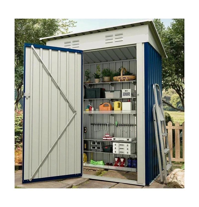 gaomon 5x3 feet Outdoor Storage Shed, 67 Cubic Feet Metal Tool Shed with Sloping Roof and Lockable Door, Compact Garden Shed for Backyard