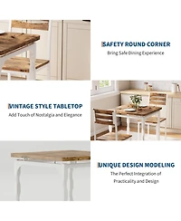 homfan Dining Table Set of 3, Wooden Kitchen with Spiral Metal Legs and Cushioned Chairs