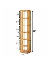 Streamdale Furniture 6-Tier 360 Rotating Bamboo Bookshelf Floor Standing Storage Rack