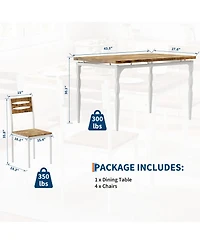 homfan Dining Table Set of 5, Wooden Kitchen with Spiral Metal Legs and Cushioned Chairs
