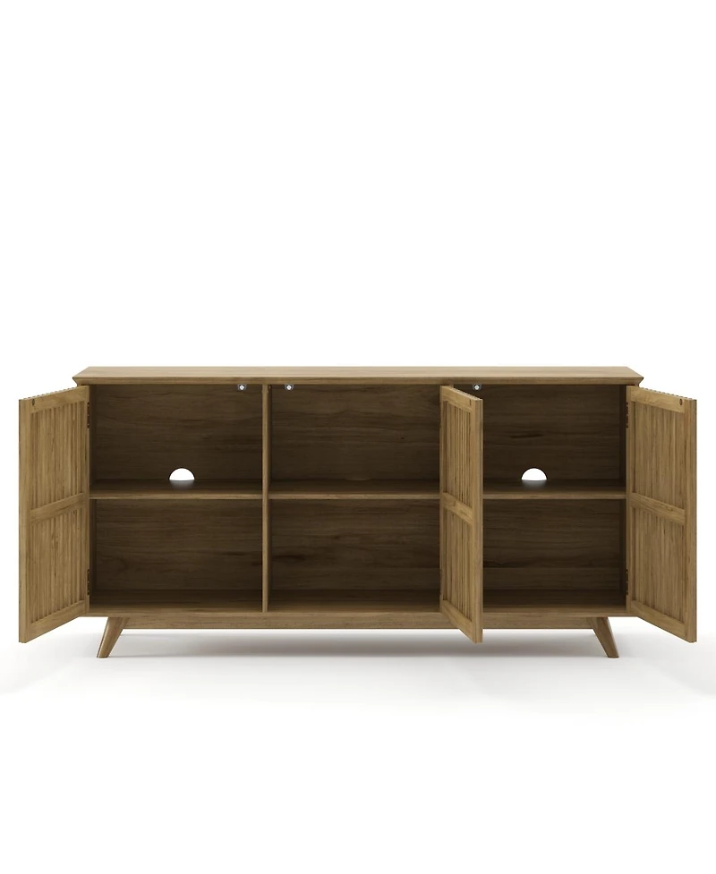 Streamdale Furniture 58.86" Solid Pine Mid-Century Modern Tv Stand with Adjustable Shelf