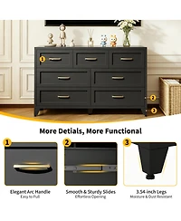 Streamdale Furniture 7-Drawer Wide Metal Storage Dresser for Bedroom and Living Room