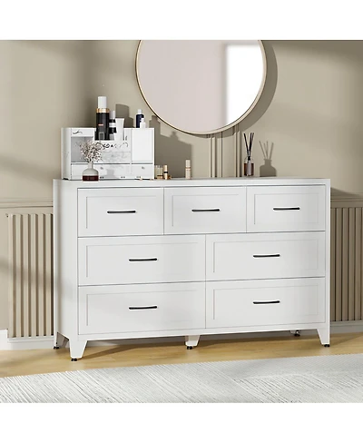 Streamdale Furniture 7-Drawer Wide Metal Storage Dresser for Bedroom and Living Room