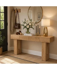 gaomon Mdf Faux Wood Console Table with Drawer - Hallway Decor, Storage Drawer, Decorative Console, Compact Table, and Modern Look.