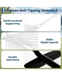 gaomon 2 Person Outdoor Hammock with Stand, Heavy Duty Portable Double Hammock with Balance Rope, Max 450 Lbs Capacity for Patio, Backyard