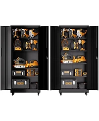 Streamdale Furniture 71" Heavy Duty Rolling Metal Garage Storage Cabinet with 4 Adjustable Shelves