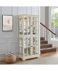 Streamdale Furniture Antique 4-Door Glass Curio Display Cabinet with Adjustable Shelves