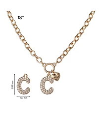 Juicy Couture Bubble Letter Necklace for Women with Clear Stones 18"+2
