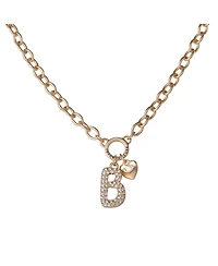 Juicy Couture Bubble Letter Necklace for Women with Clear Stones 18"+2