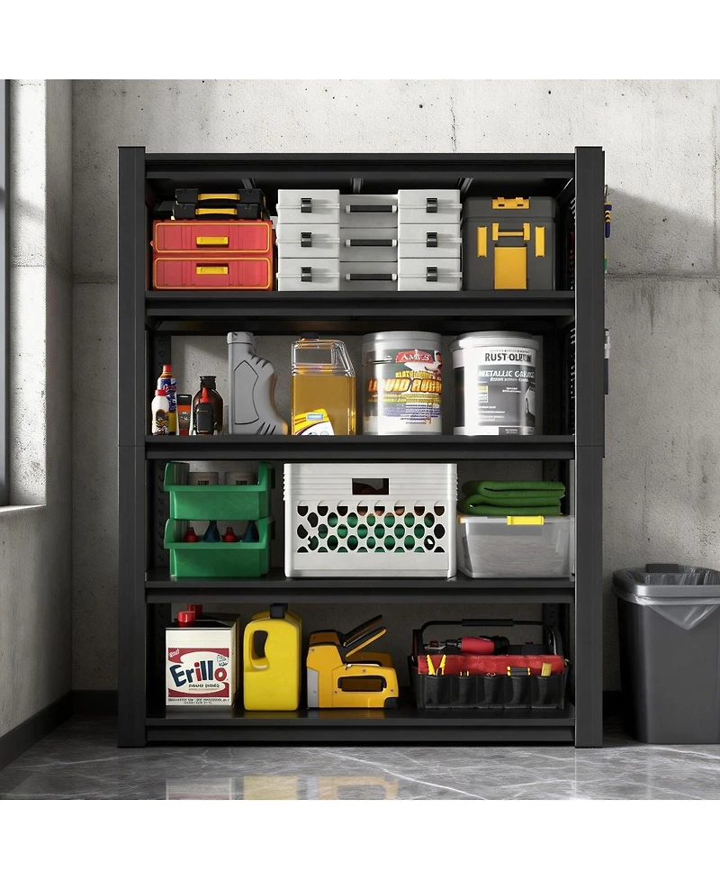 Streamdale Furniture 72"H 5-Tier Heavy-Duty Adjustable Shelving Unit with Pegboard