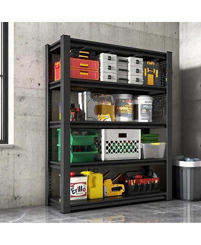Streamdale Furniture 72"H 5-Tier Heavy-Duty Adjustable Shelving Unit with Pegboard